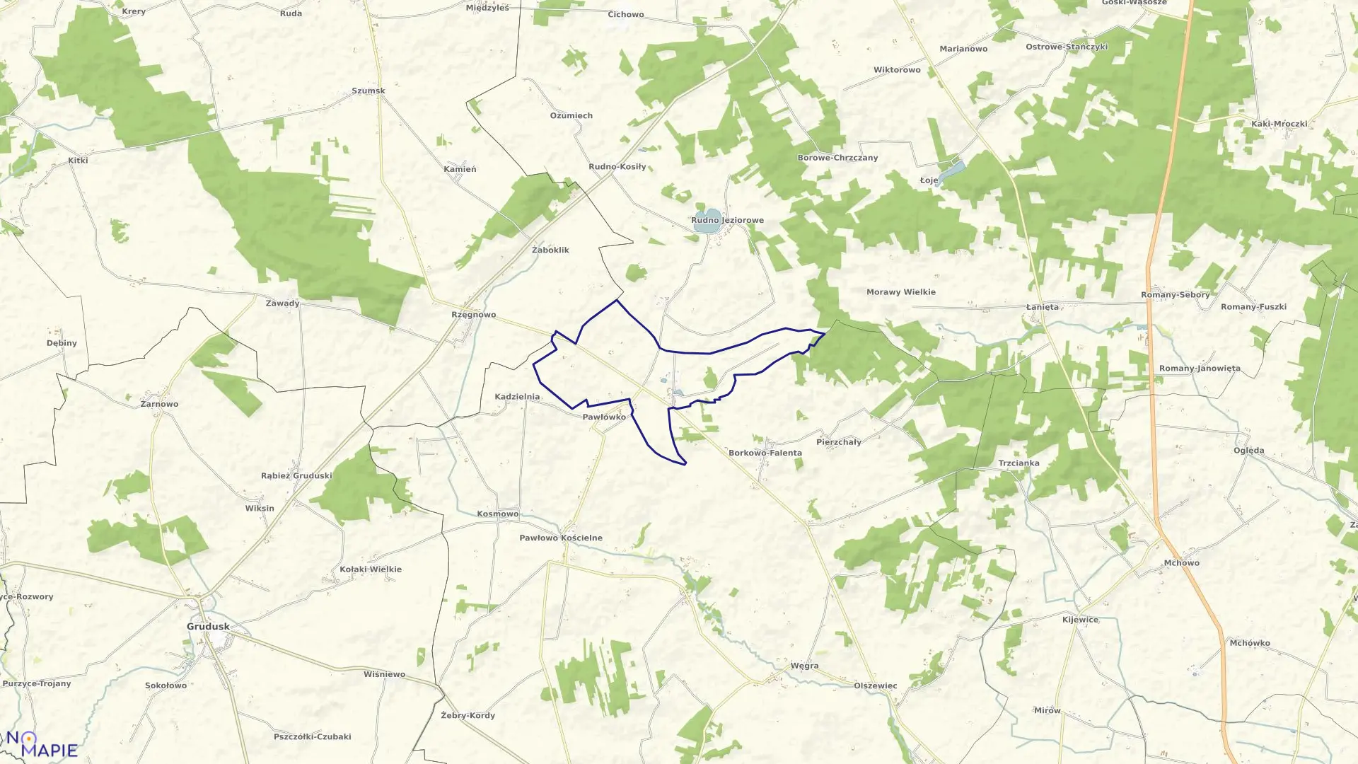 Mapa obrębu JASTRZĘBIEC w gminie Czernice Borowe