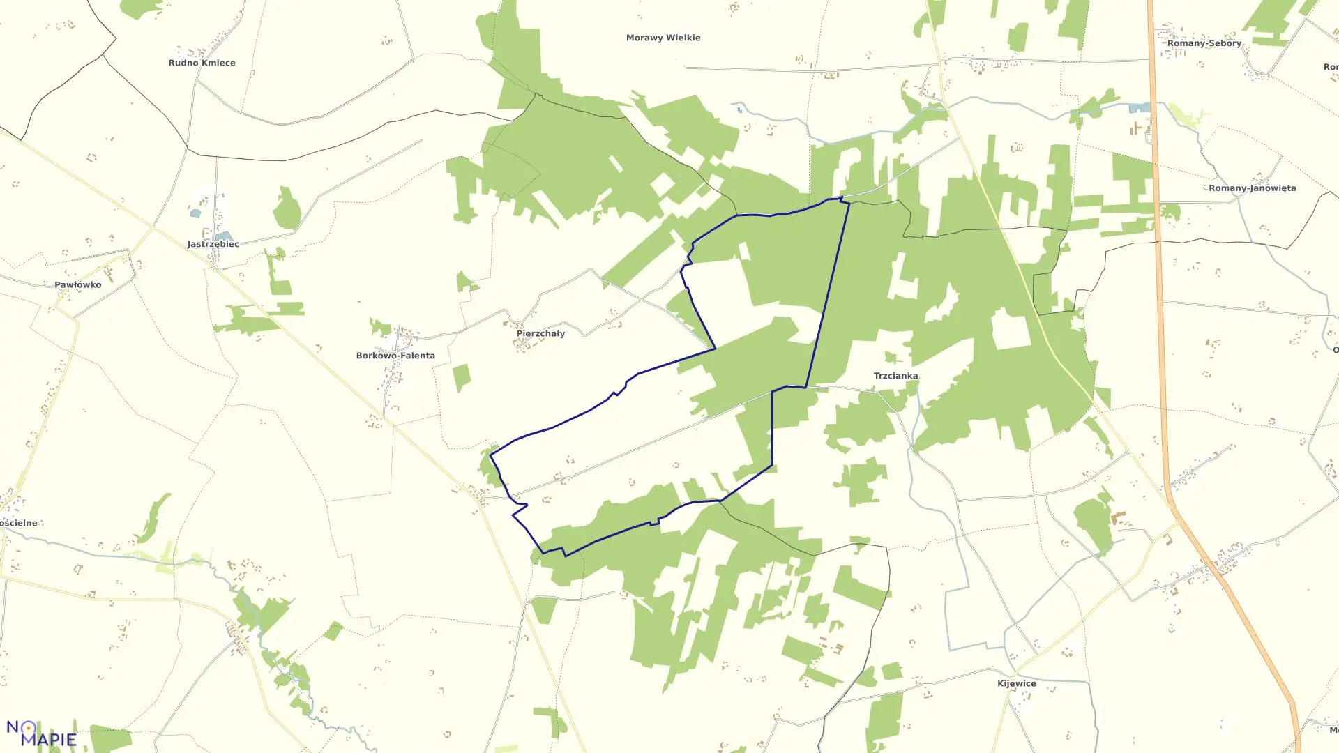 Mapa obrębu SMOLEŃ POLUBY w gminie Czernice Borowe