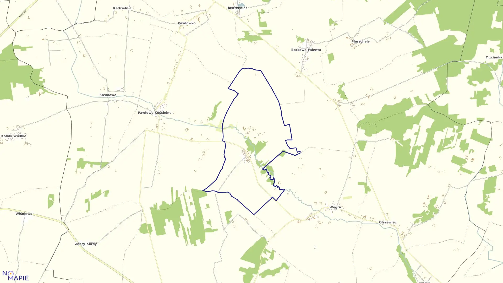 Mapa obrębu ZBEROŻ w gminie Czernice Borowe