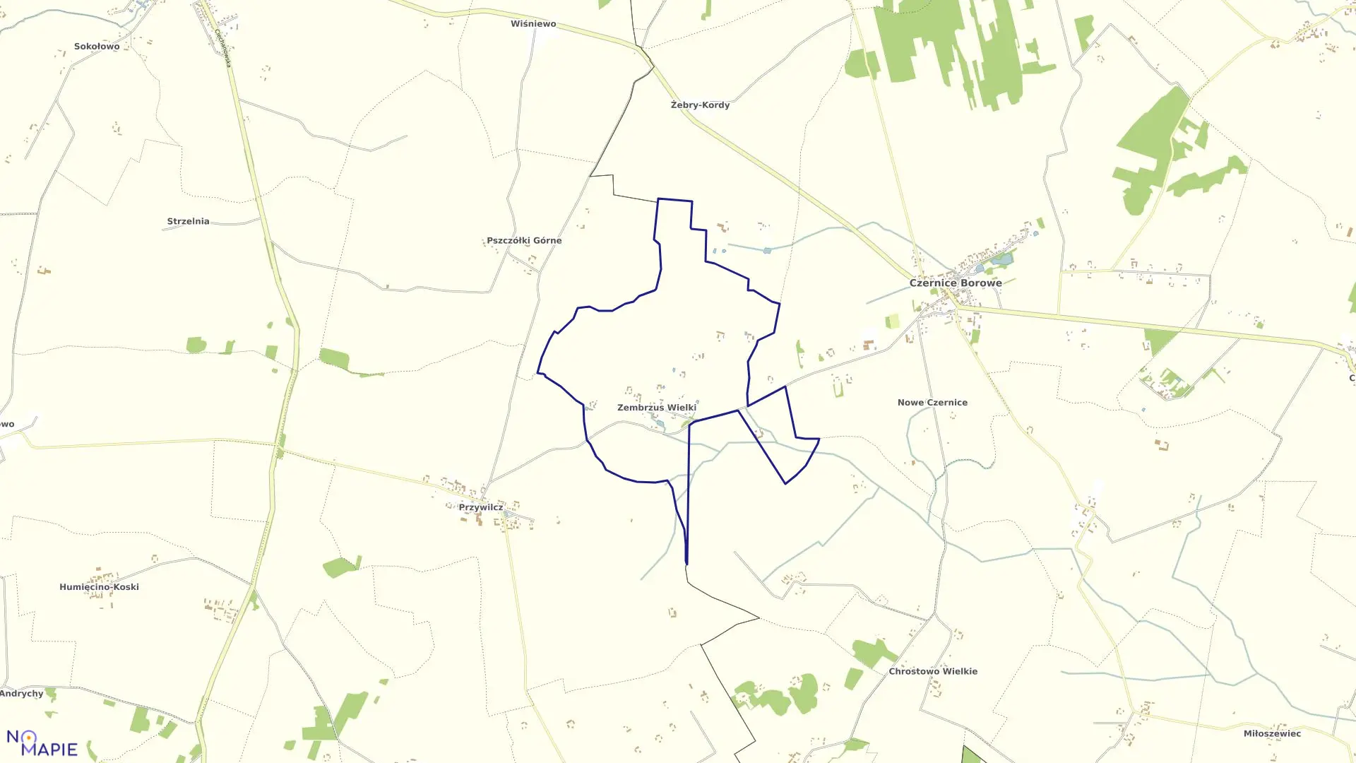 Mapa obrębu ZEMBRZUS WIELKI w gminie Czernice Borowe